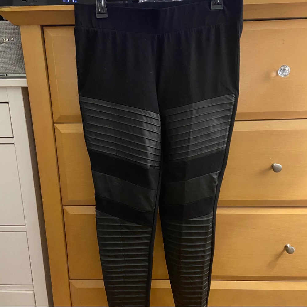 Faux leather moto leggings